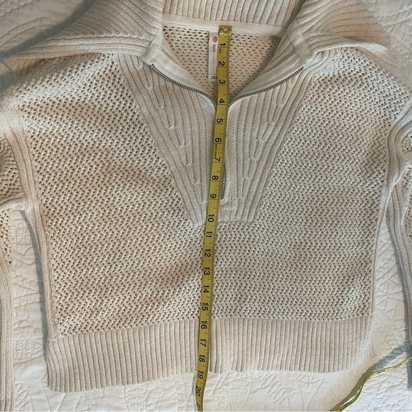 Anthropologie Daily Practice Half Zip Oversized Pullover Cotton Sweater Cream S - Picture 7 of 10